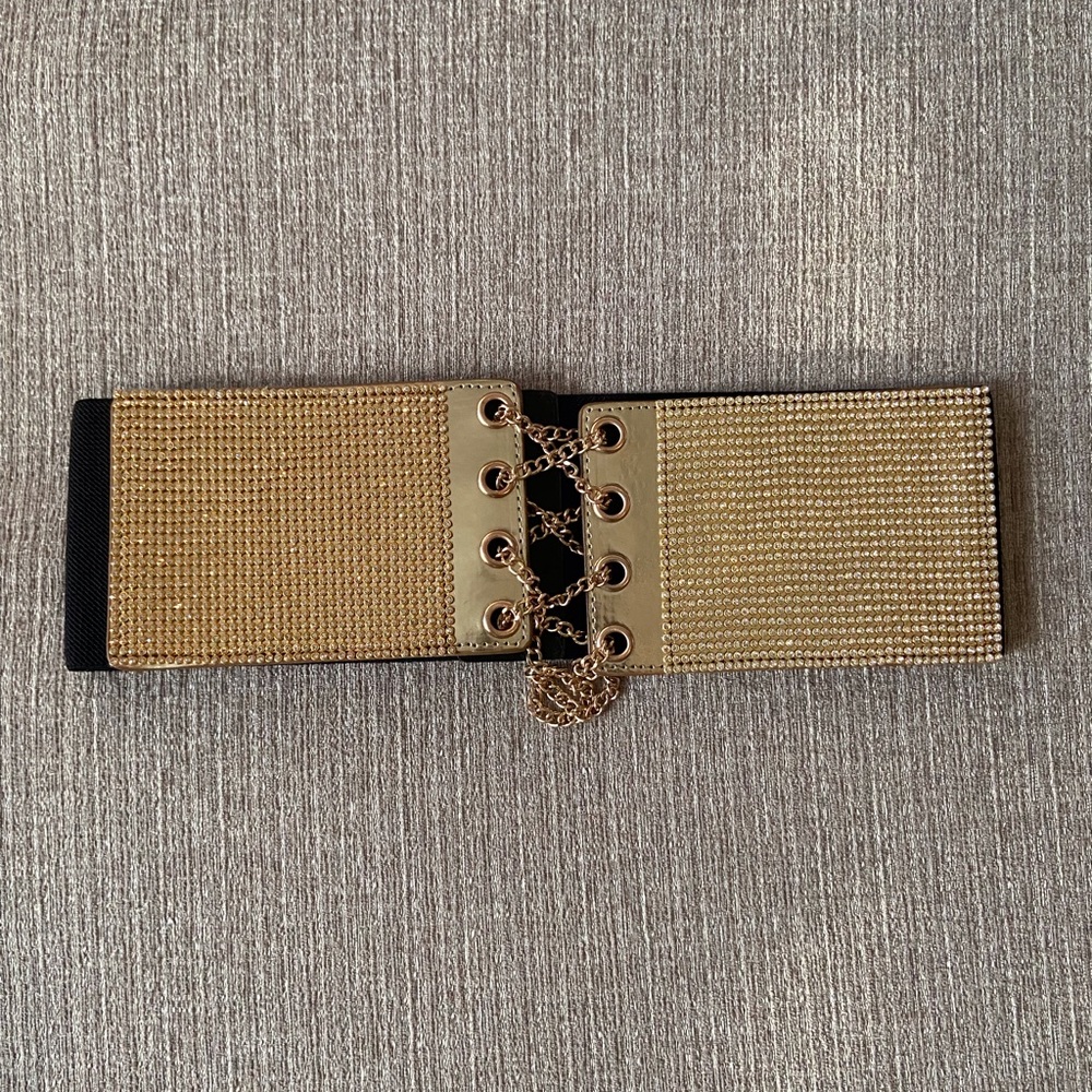 Chunky Gold Lace Up Belt